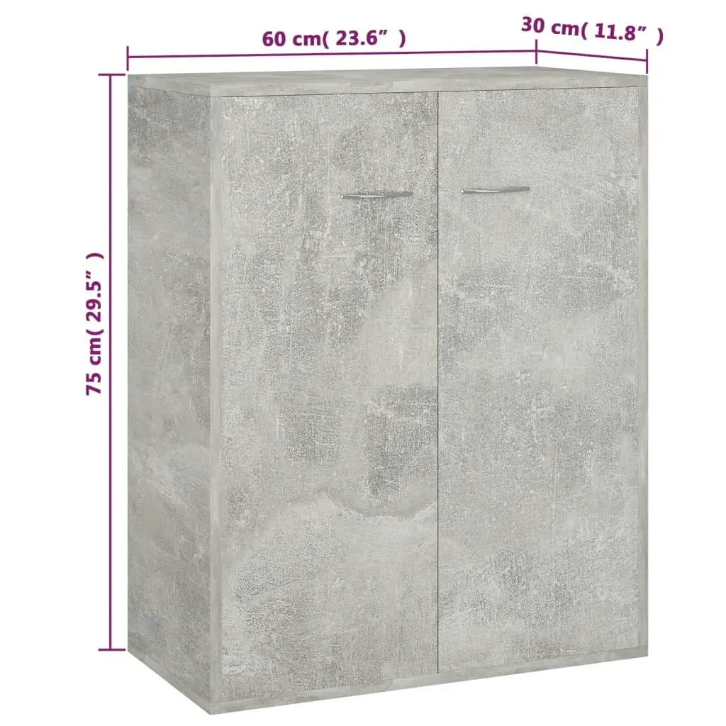 Sideboard Concrete Grey 60x30x75 cm Engineered Wood 800733