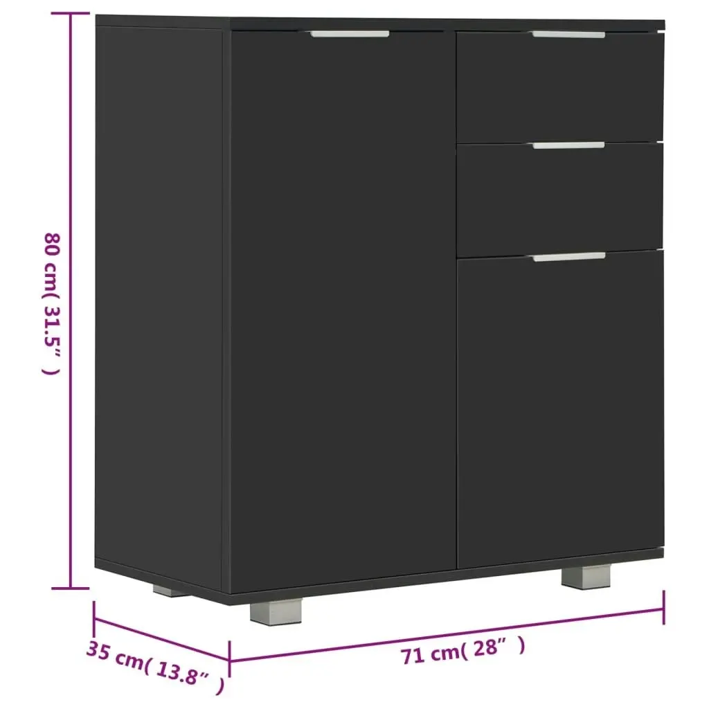 Sideboard High Gloss Black 71x35x80 cm Engineered Wood 283716