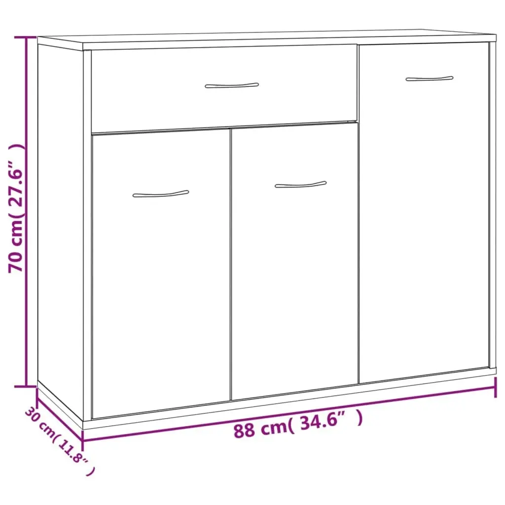 Sideboard Concrete Grey 88x30x70 cm Engineered Wood 800679