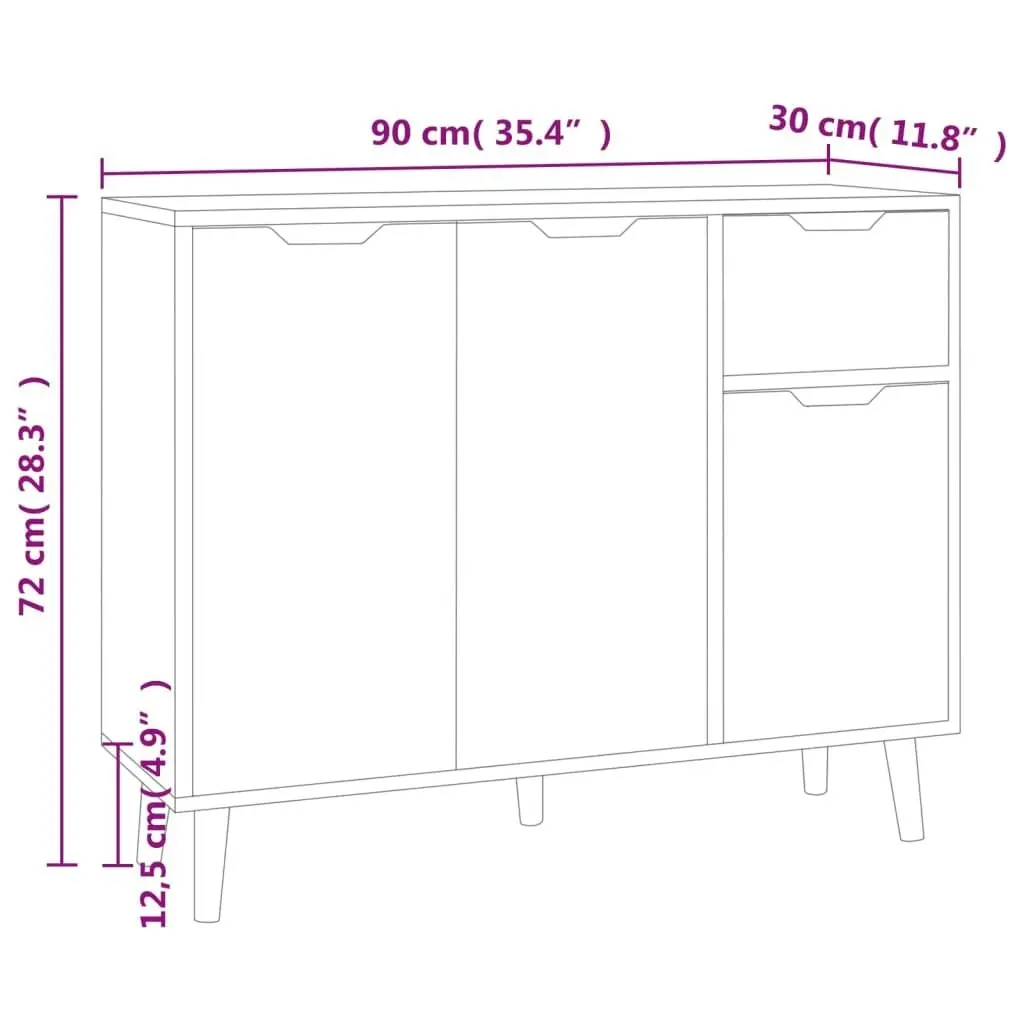 Sideboard Concrete Grey 90x30x72 cm Engineered Wood 326817