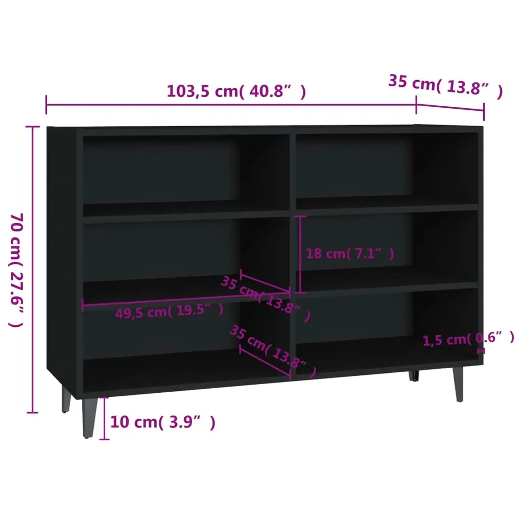 Sideboard Black 103.5x35x70 cm Engineered Wood 806041