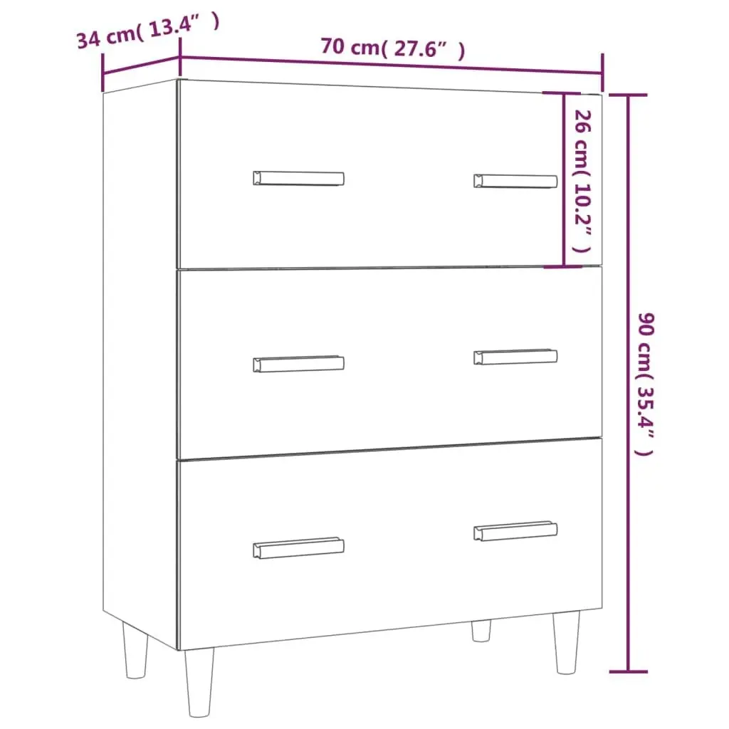 Sideboard Grey Sonoma 70x34x90 cm Engineered Wood 817346