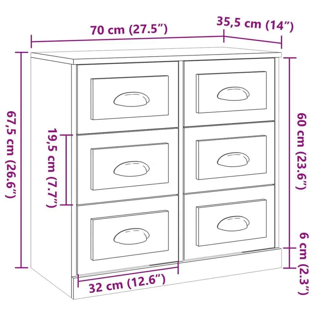 Sideboard Grey Sonoma 70x35.5x67.5 cm Engineered Wood 816438