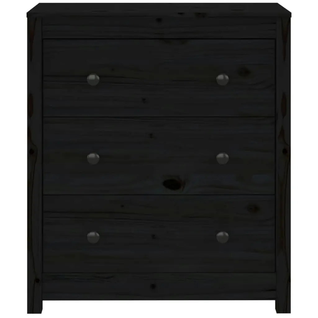 Sideboard Black 70x35x80 cm Solid Wood Pine 813738