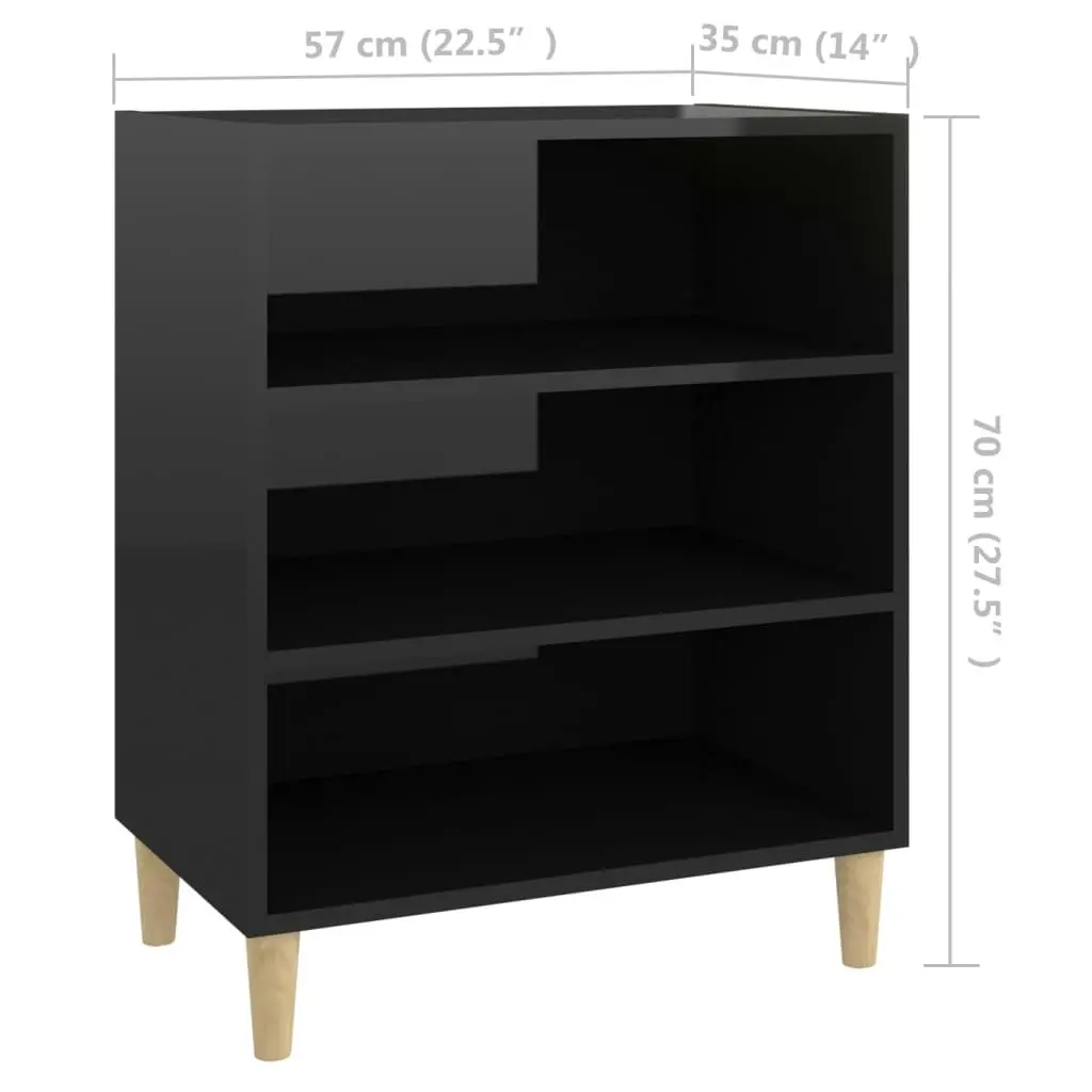 Sideboard High Gloss Black 57x35x70 cm Engineered Wood 806056