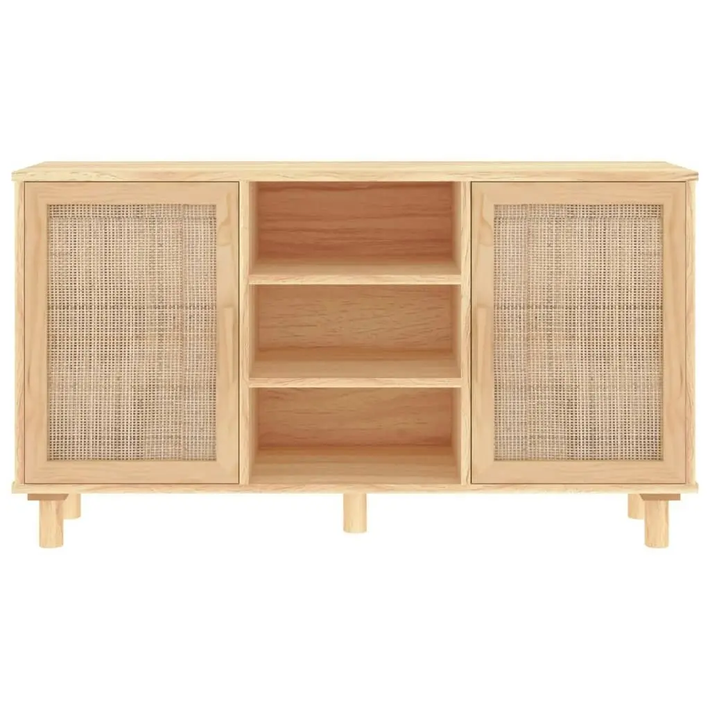 Sideboard Brown 105x30x60 cm Solid Wood Pine and Natural Rattan 345641