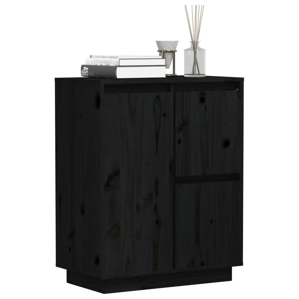 Sideboard Black 60x34x75 cm Solid Wood Pine 813394