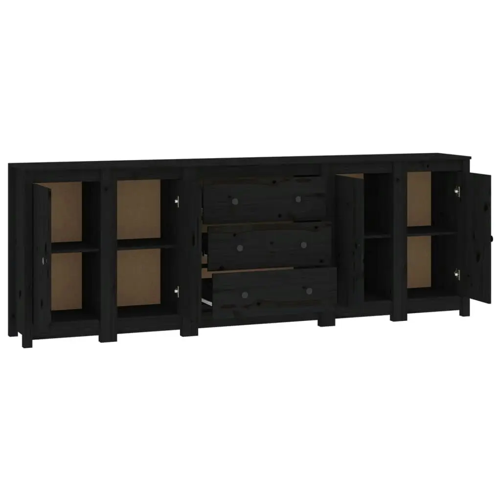 Sideboard Black 230x35x80 cm Solid Wood Pine 3114078