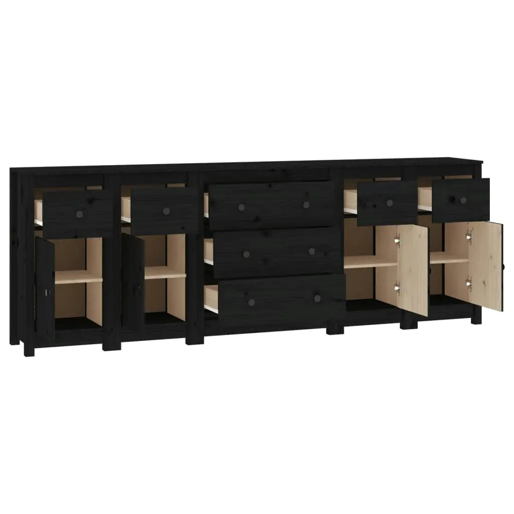 Sideboard Black 230x35x80 cm Solid Wood Pine 3114098