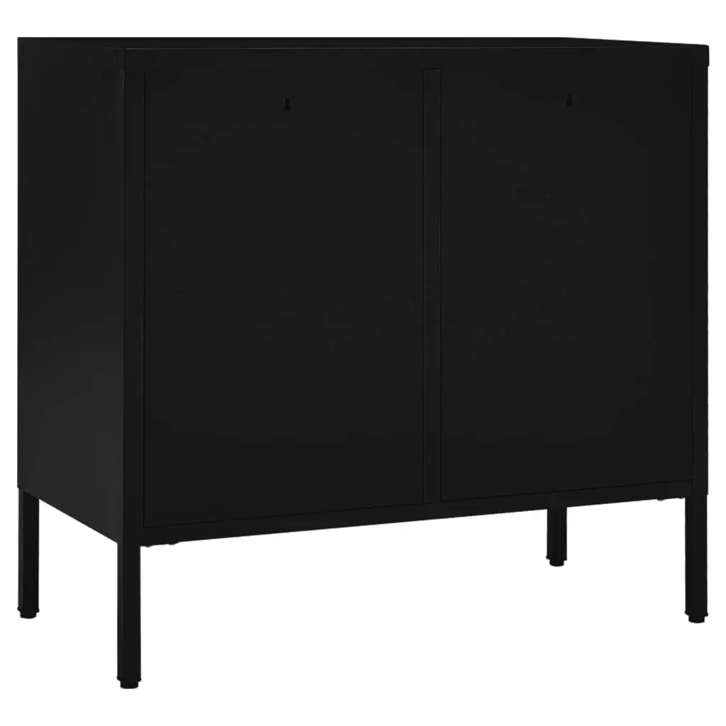 Sideboard Black 75x35x70 cm Steel and Tempered Glass 336073