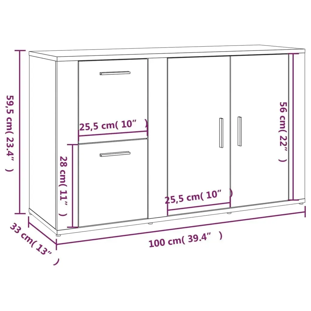 Sideboard Grey Sonoma 100x33x59.5 cm Engineered Wood 821002