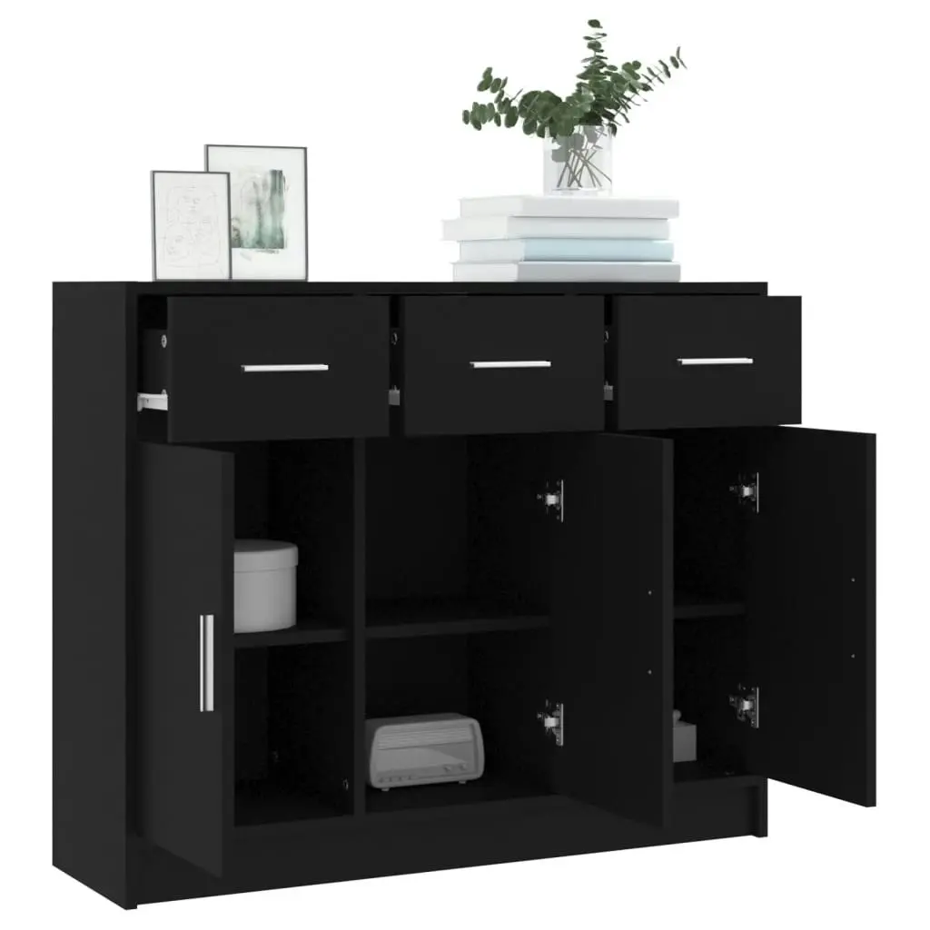 Sideboard Black 91x28x75 cm Engineered Wood 823009