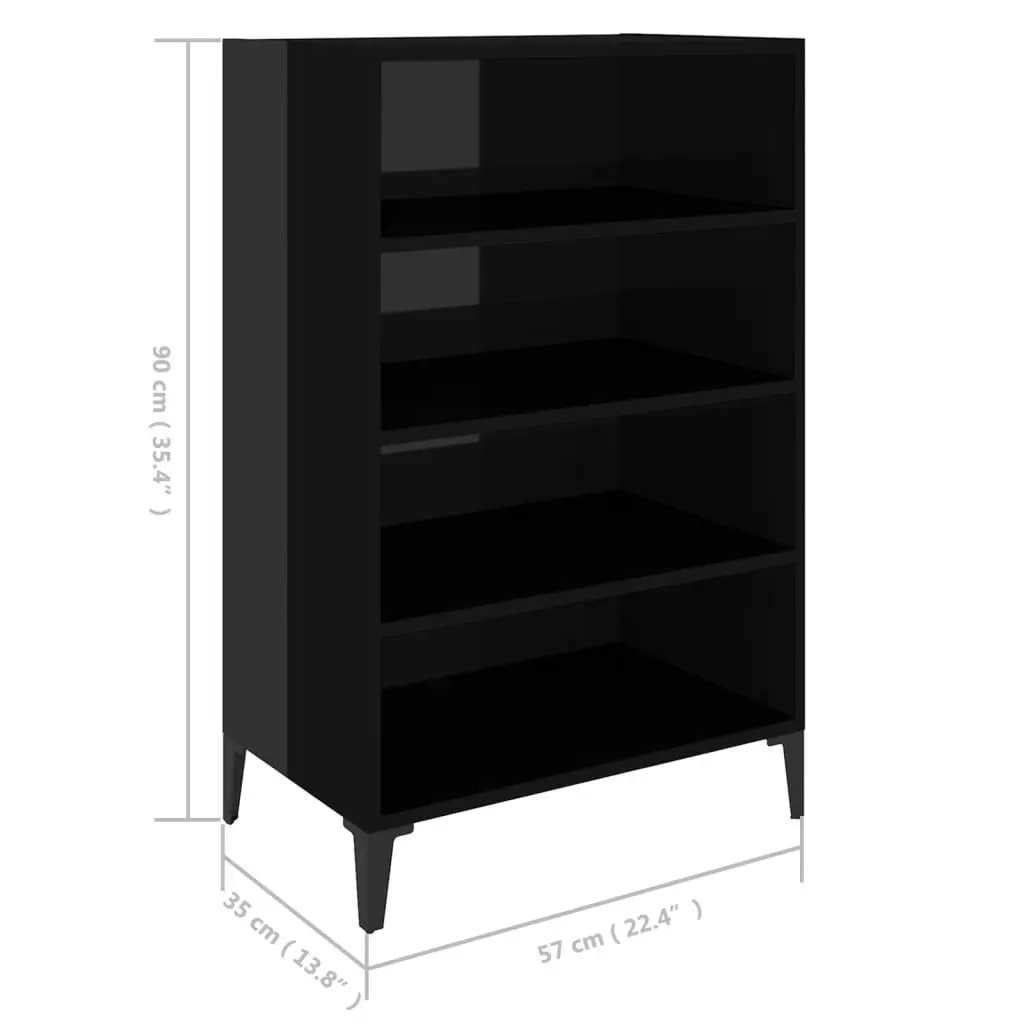 Sideboard High Gloss Black 57x35x90 cm Engineered Wood 806137