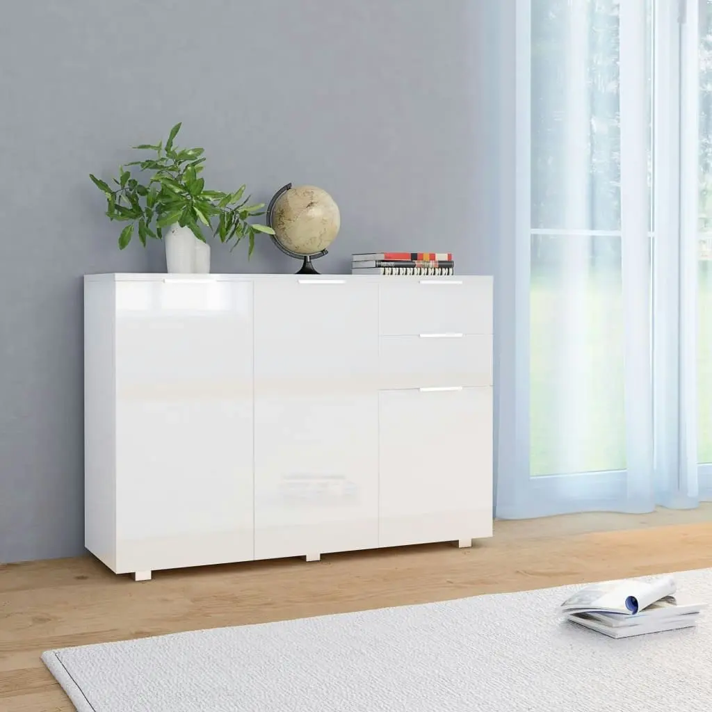 Sideboard High Gloss White 107x35x80.5 cm 283718