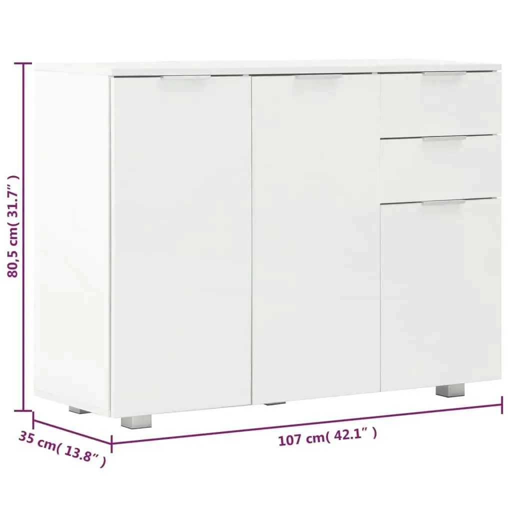 Sideboard High Gloss White 107x35x80.5 cm 283718