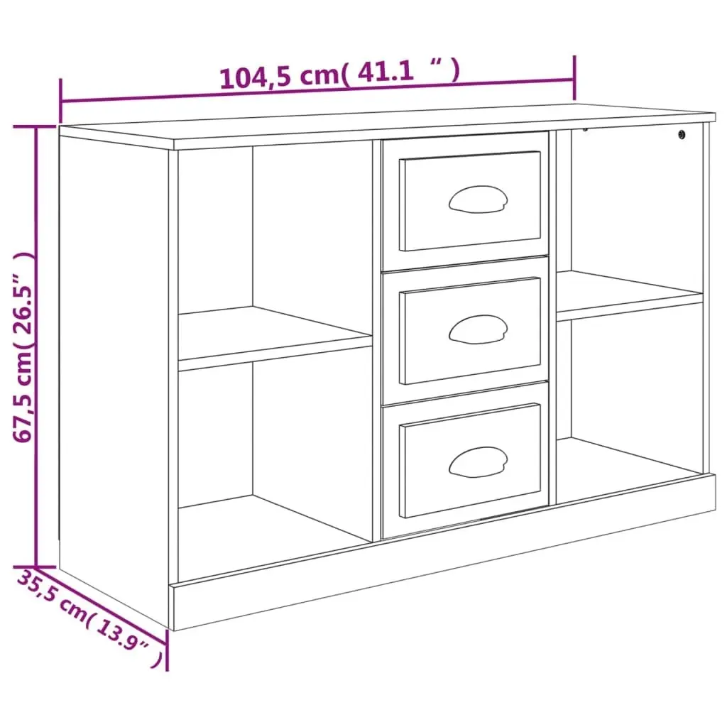 Sideboard Black 104.5x35.5x67.5 cm Engineered Wood 816233