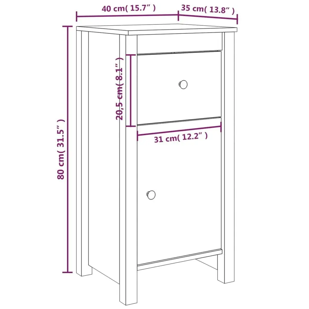 Sideboard 40x35x80 cm Solid Wood Pine 813754