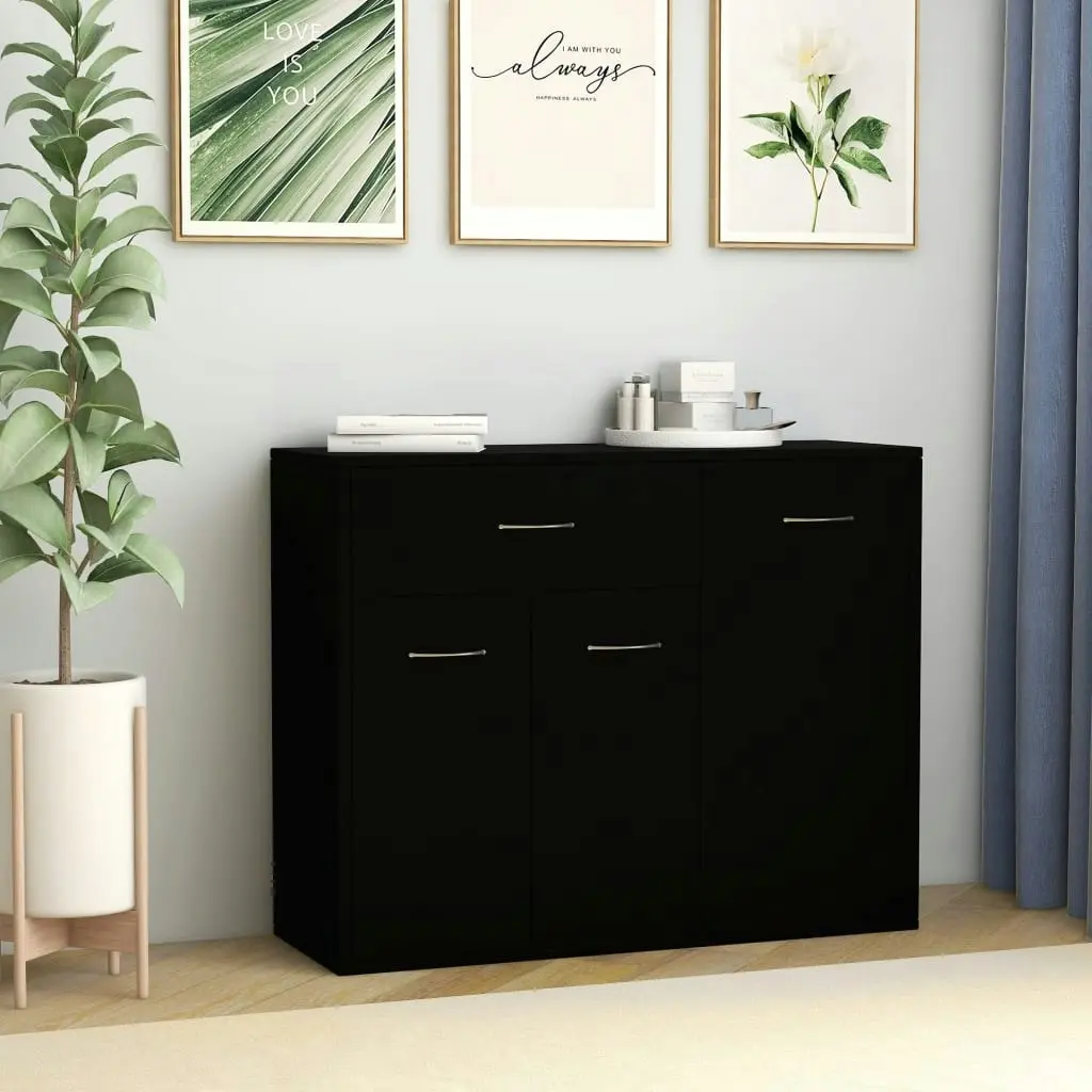 Sideboard Black 88x30x70 cm Engineered Wood 800676