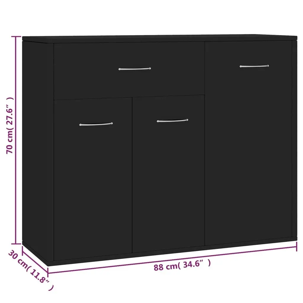 Sideboard Black 88x30x70 cm Engineered Wood 800676