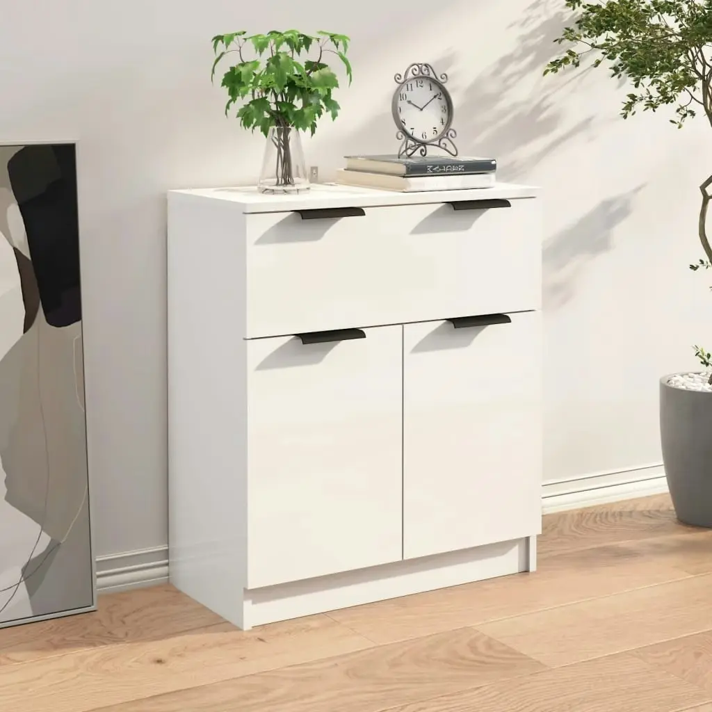 Sideboard High Gloss White 60x30x70 cm Engineered Wood 811094