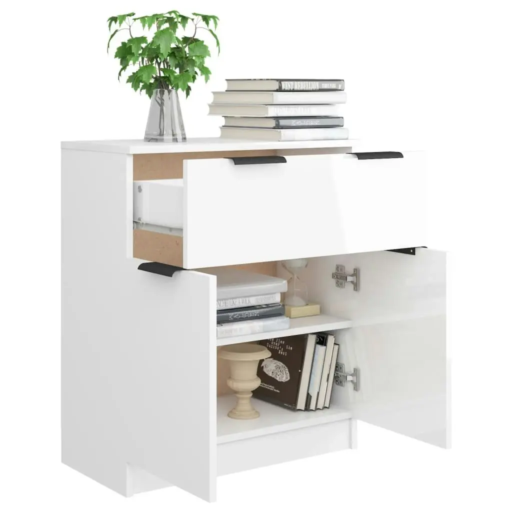 Sideboard High Gloss White 60x30x70 cm Engineered Wood 811094