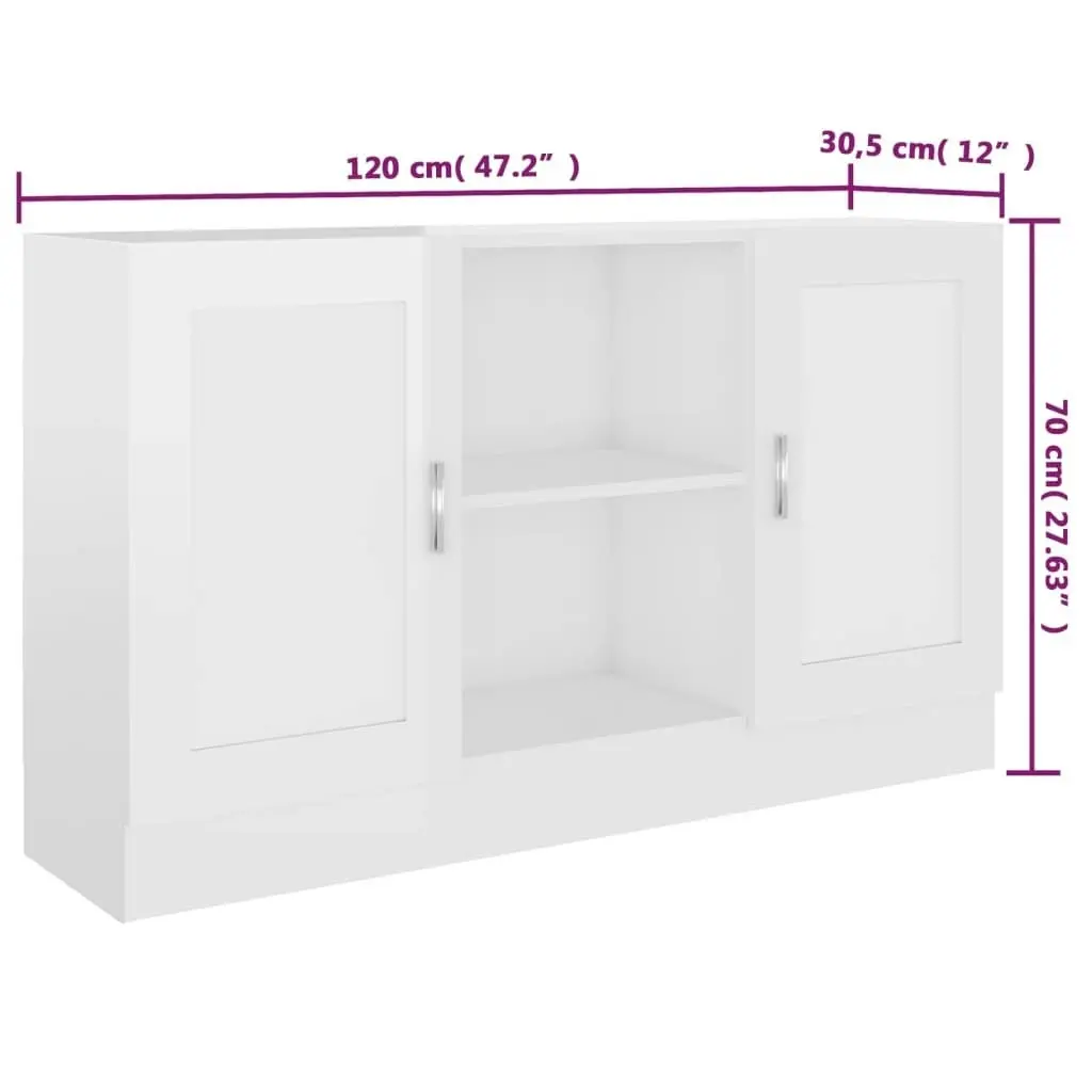 Sideboard High Gloss White 120x30.5x70 cm Engineered Wood 802783