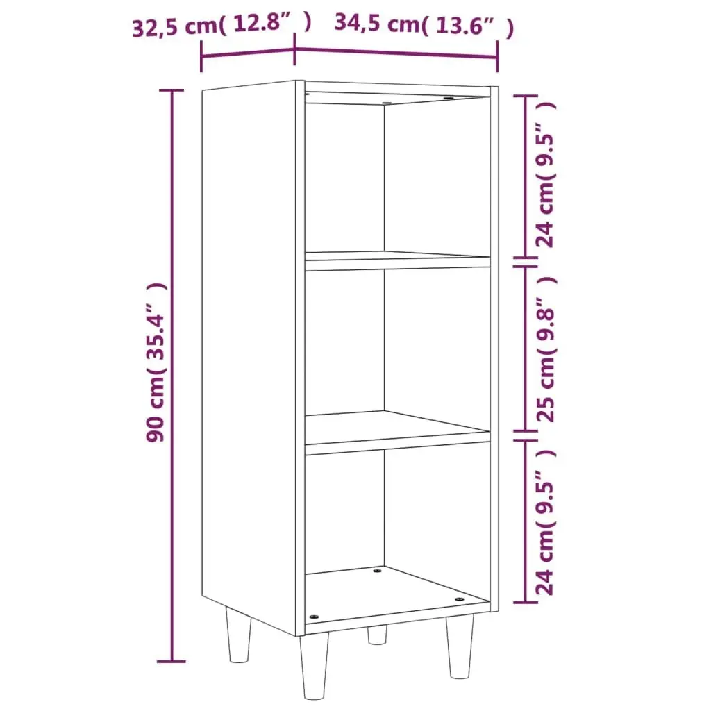 Sideboard High Gloss White 34.5x32.5x90 cm Engineered Wood 812381