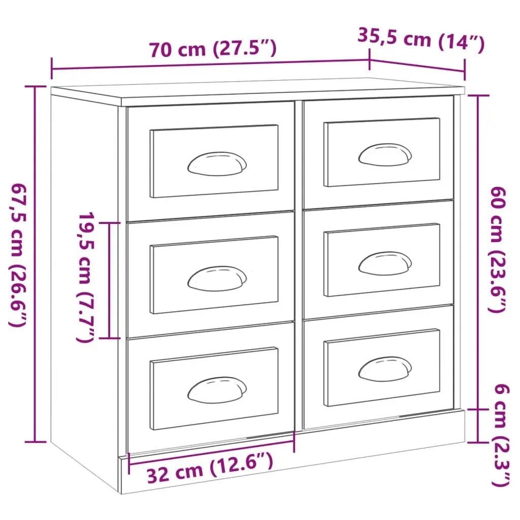 Sideboard Brown Oak 70x35.5x67.5 cm Engineered Wood 816439