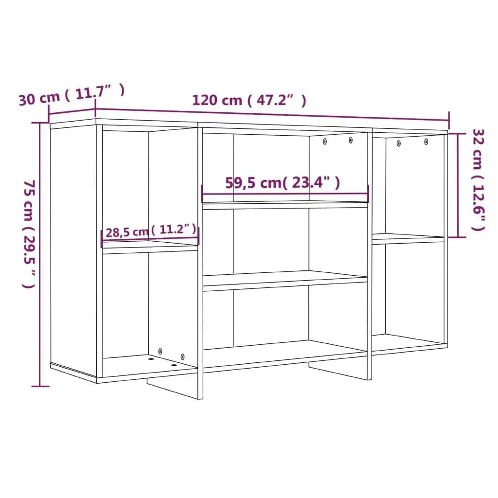 Sideboard Grey Sonoma 120x30x75 cm Engineered Wood 813066