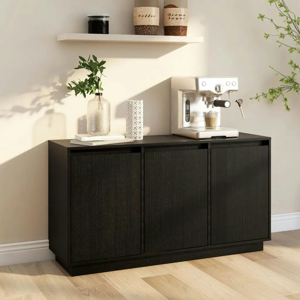 Sideboard Black 111x34x60 cm Solid Wood Pine 813813