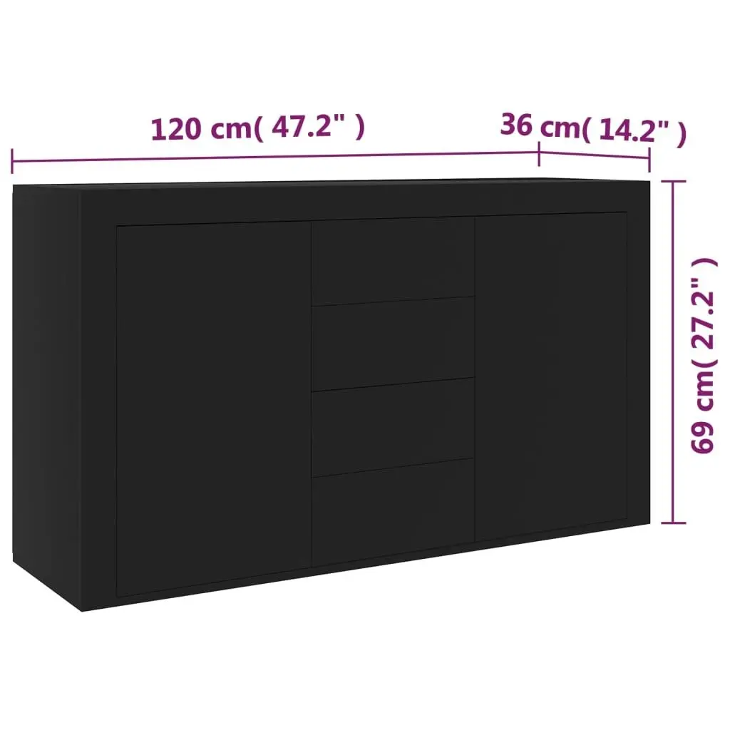 Sideboard Black 120x36x69 cm Engineered Wood 801842