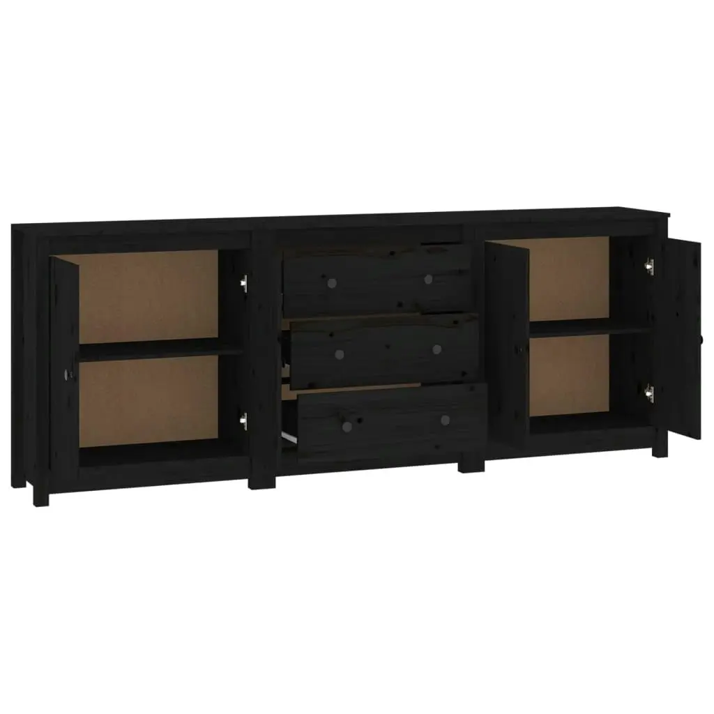 Sideboard Black 210x35x80 cm Solid Wood Pine 3114073