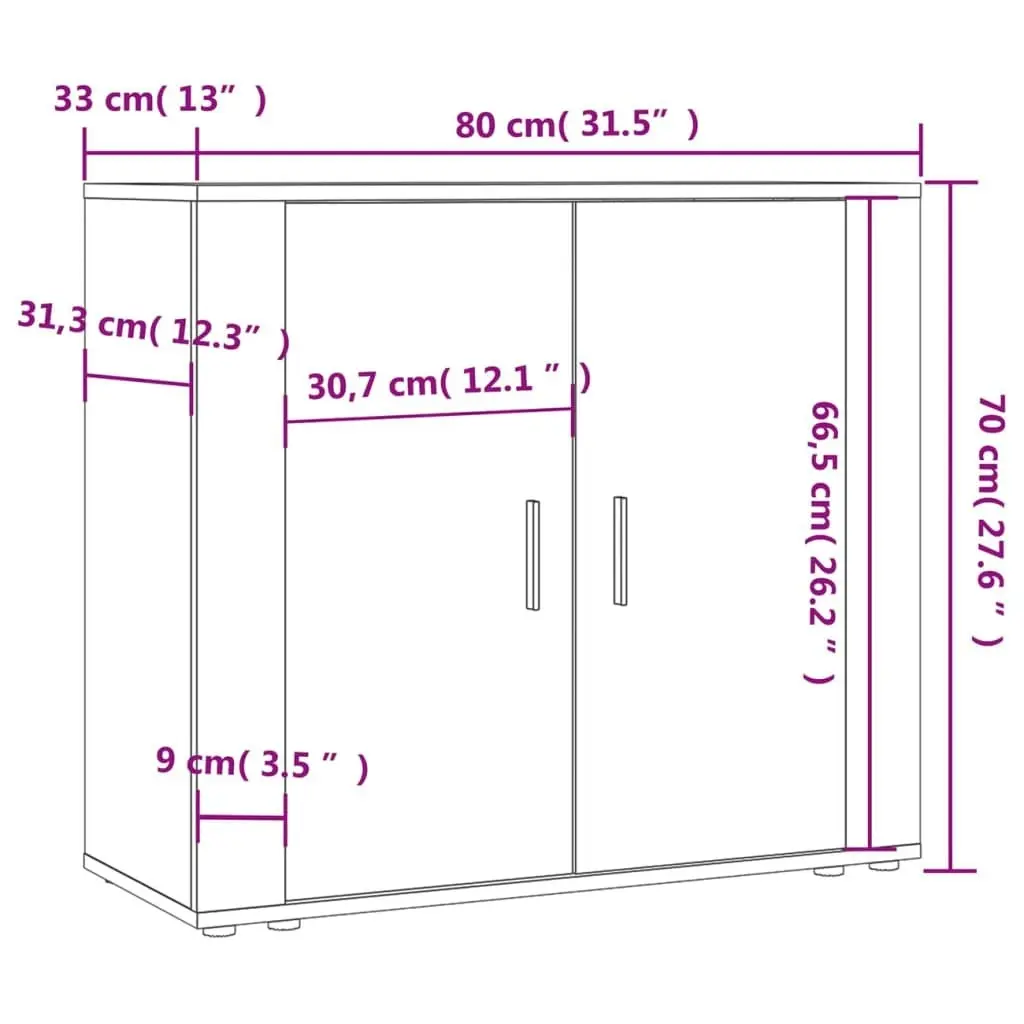 Sideboard Grey Sonoma 80x33x70 cm Engineered Wood 816566