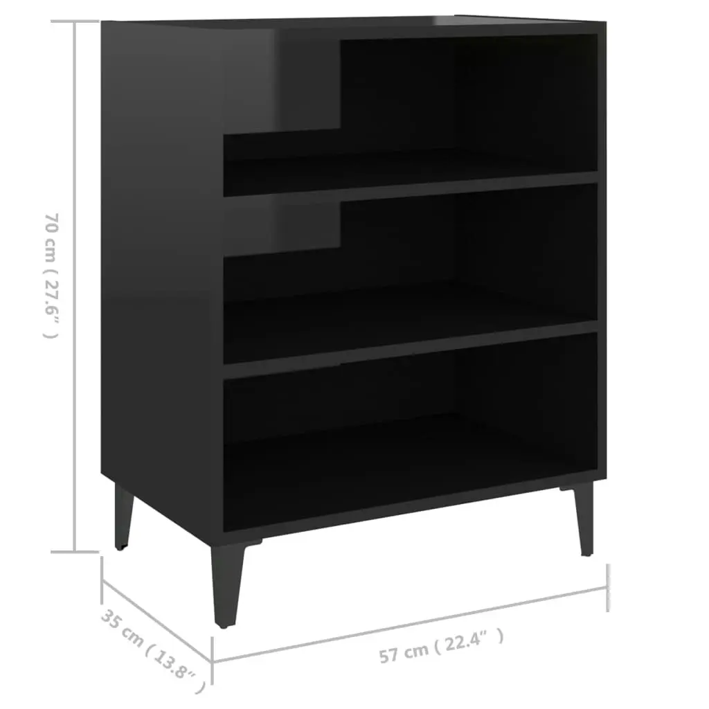 Sideboard High Gloss Black 57x35x70 cm Engineered Wood 806065