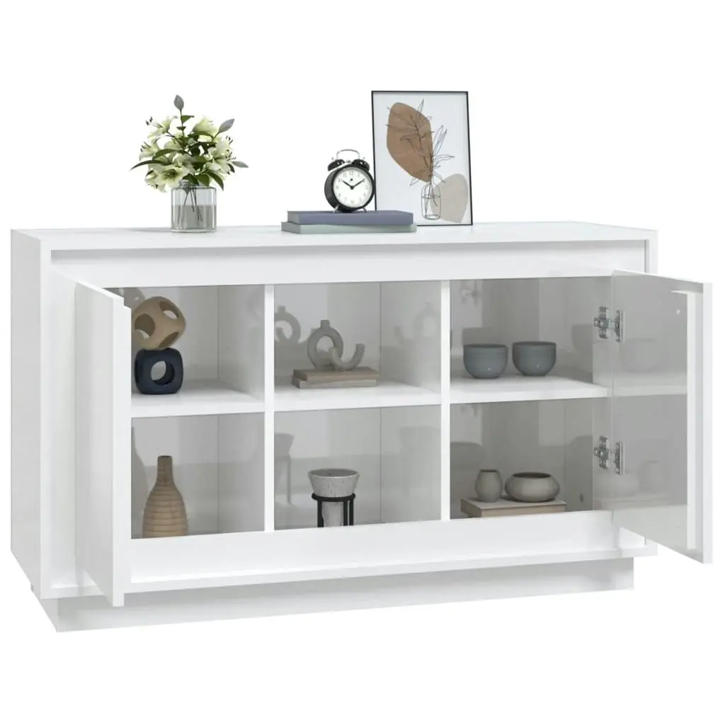 Sideboard High Gloss White 102x35x60 cm Engineered Wood 831879