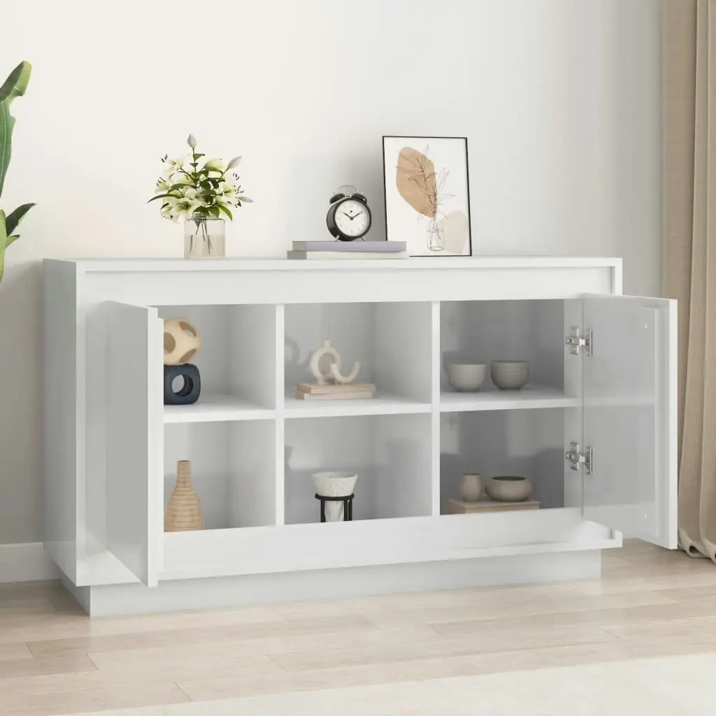 Sideboard High Gloss White 102x35x60 cm Engineered Wood 831879