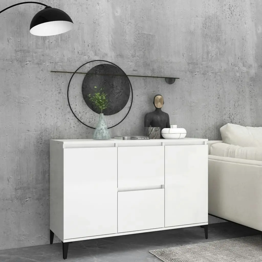 Sideboard High Gloss White 104x35x70 cm Engineered Wood 806118