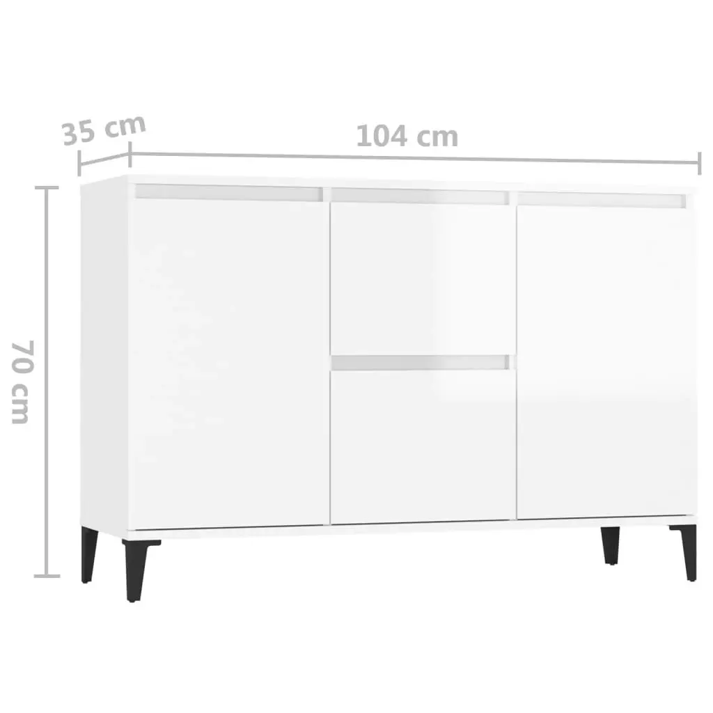 Sideboard High Gloss White 104x35x70 cm Engineered Wood 806118