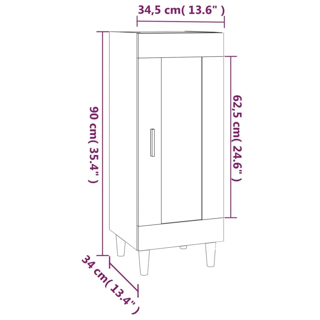 Sideboard High Gloss White 34.5x34x90 cm Engineered Wood 812417