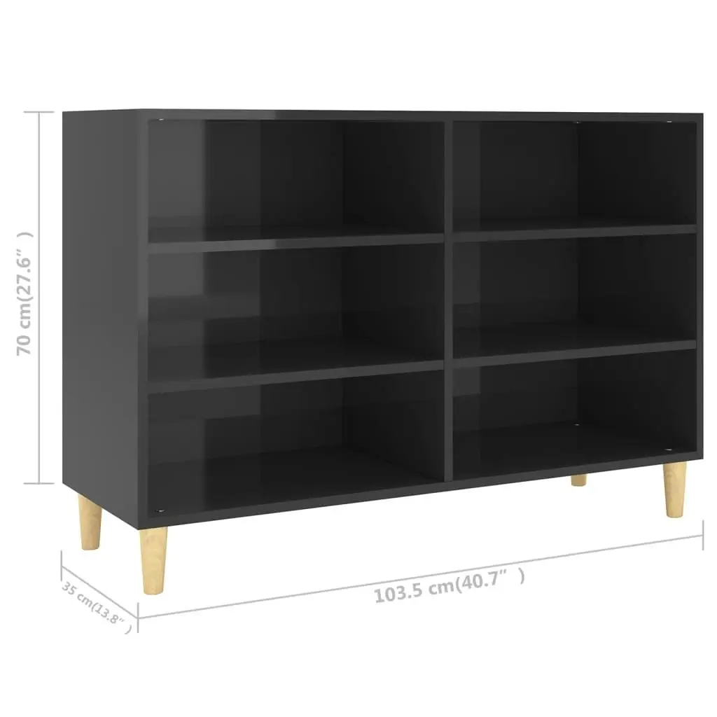 Sideboard High Gloss Black 103.5x35x70 cm Engineered Wood 806038