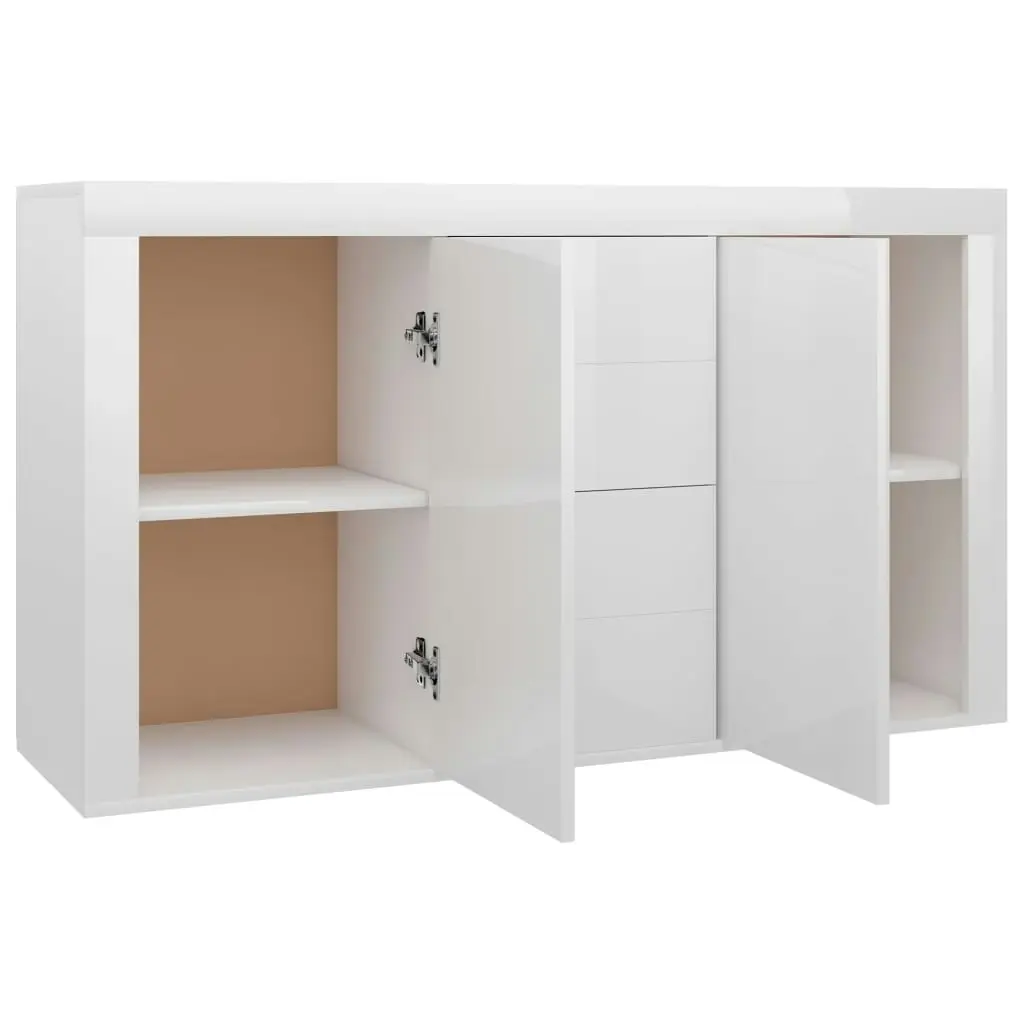 Sideboard High Gloss White 120x36x69 cm Engineered Wood 801847