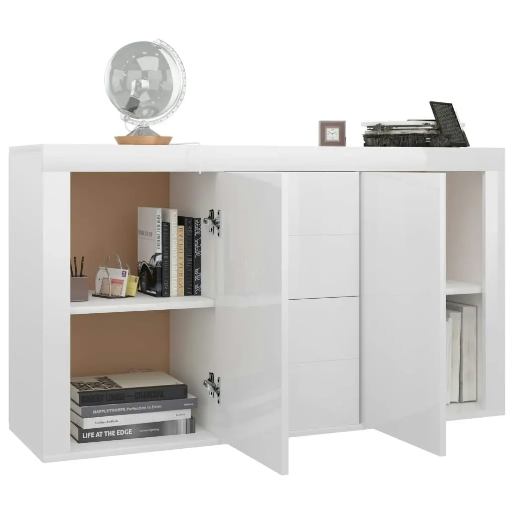 Sideboard High Gloss White 120x36x69 cm Engineered Wood 801847