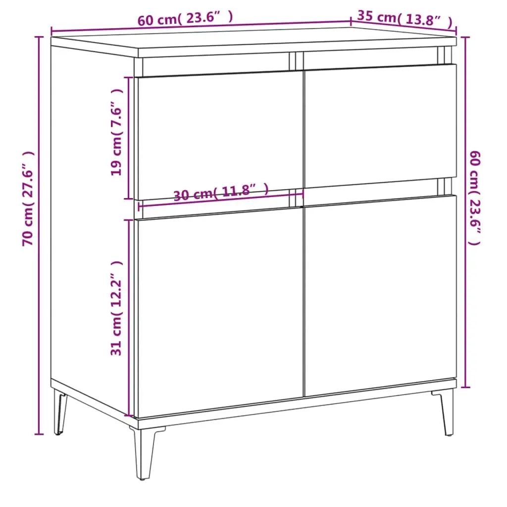 Sideboard Concrete Grey 60x35x70 cm Engineered Wood 819688