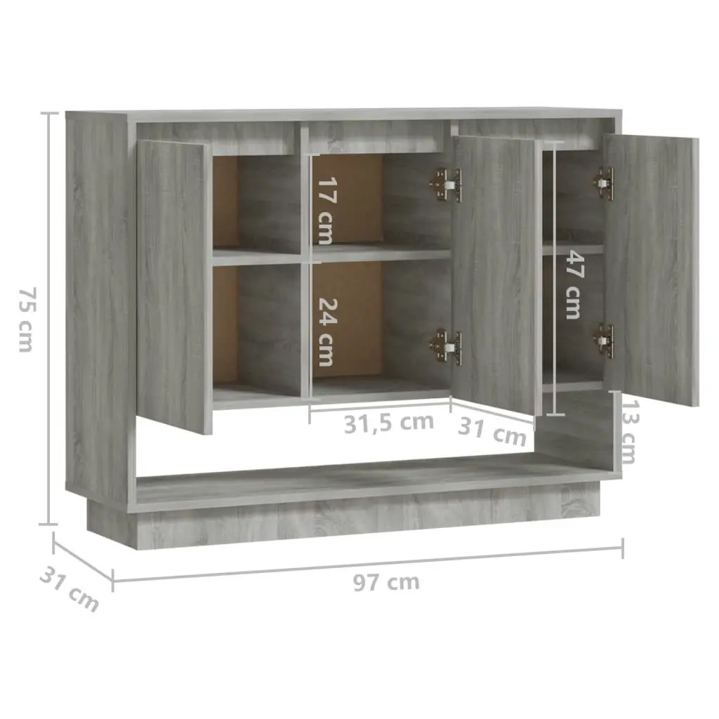 Sideboard Grey Sonoma 97x31x75 cm Engineered Wood 812988