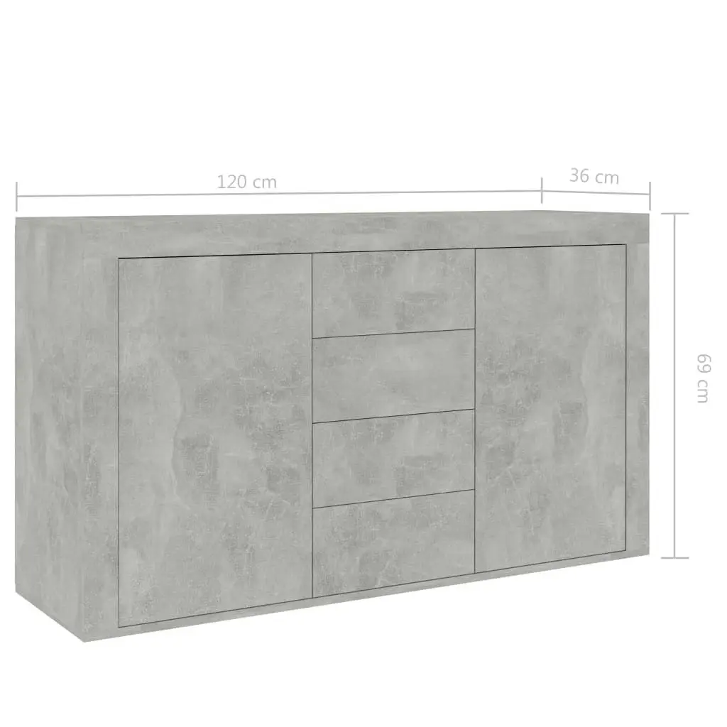 Sideboard Concrete Grey 120x36x69 cm Engineered Wood 801845