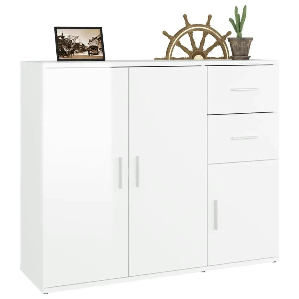 Sideboard High Gloss White 91x29.5x75 cm Engineered Wood 823271