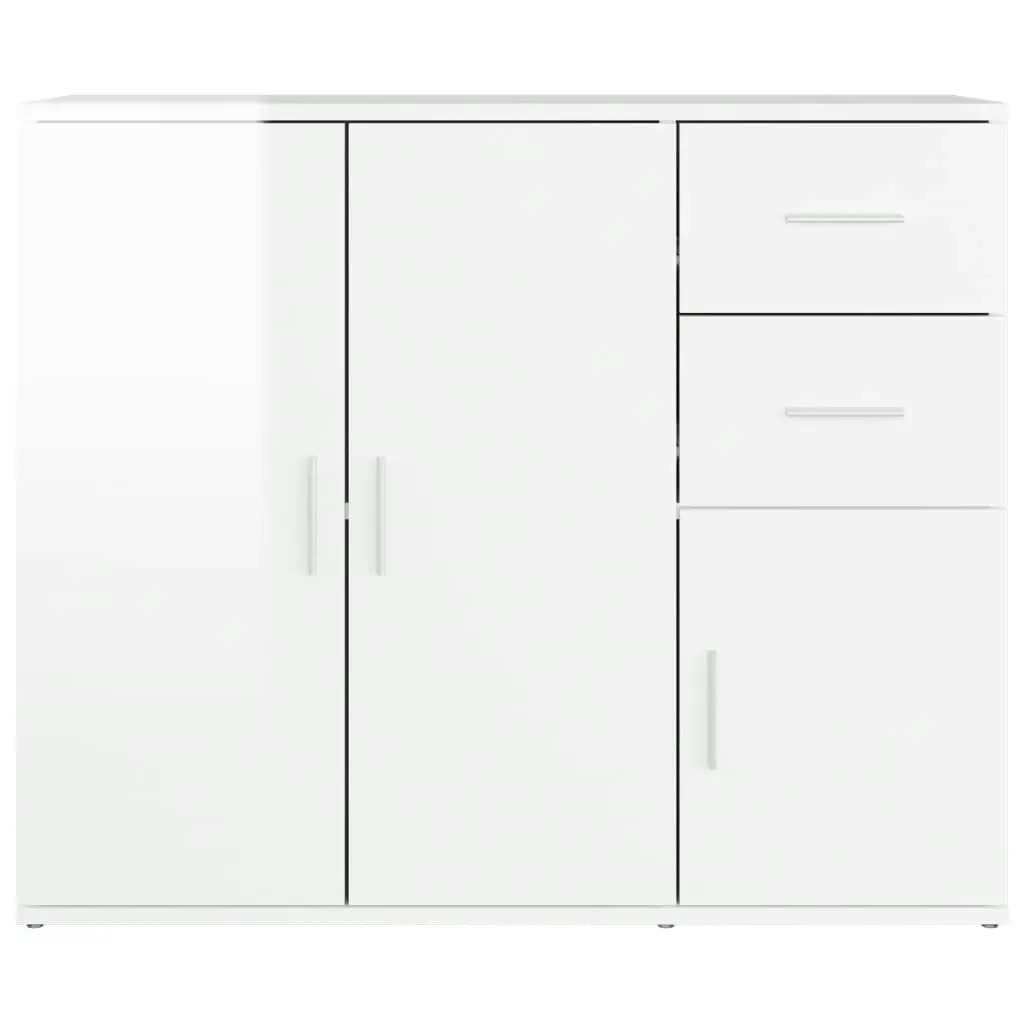 Sideboard High Gloss White 91x29.5x75 cm Engineered Wood 823271