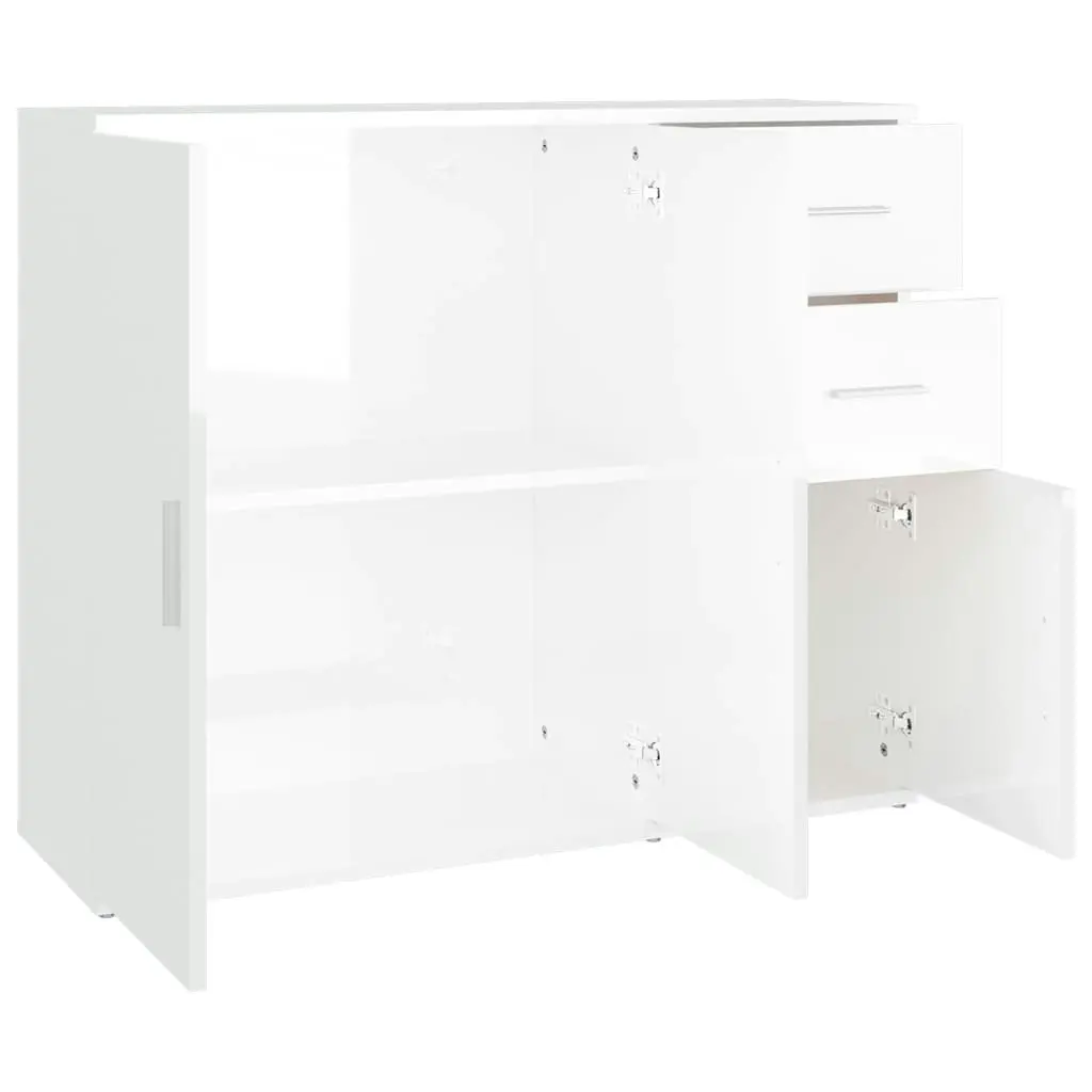 Sideboard High Gloss White 91x29.5x75 cm Engineered Wood 823271