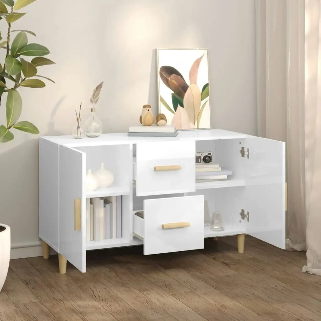 Sideboard High Gloss White 100x36x60 cm Engineered Wood 812516