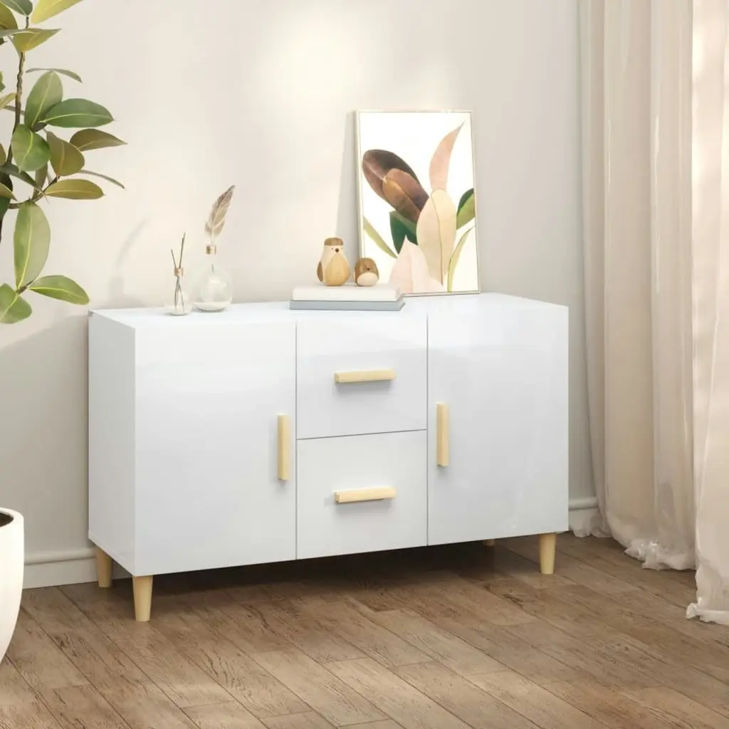 Sideboard High Gloss White 100x36x60 cm Engineered Wood 812516